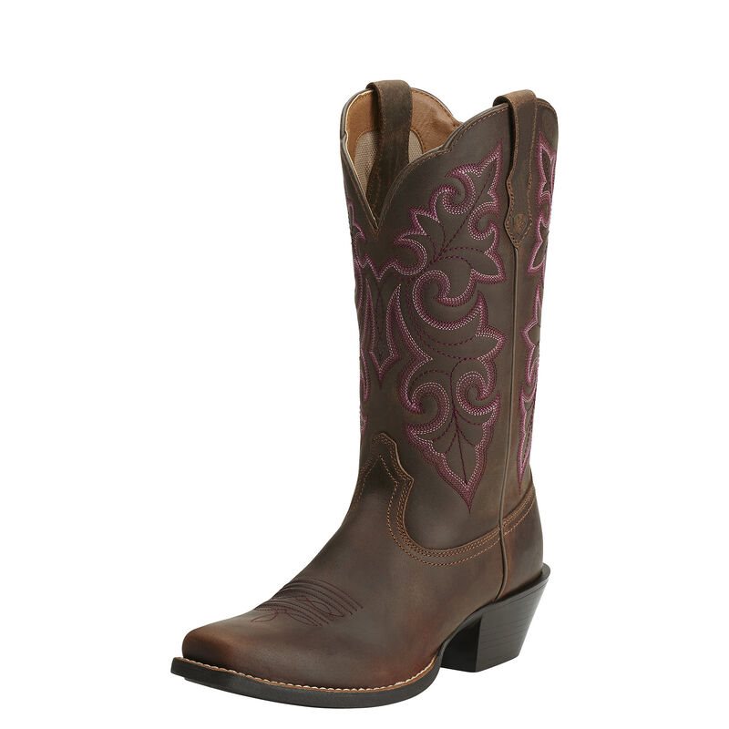 Ariat Round Up Square Toe Kahverengi Western Csizma Bayan (33638-665)